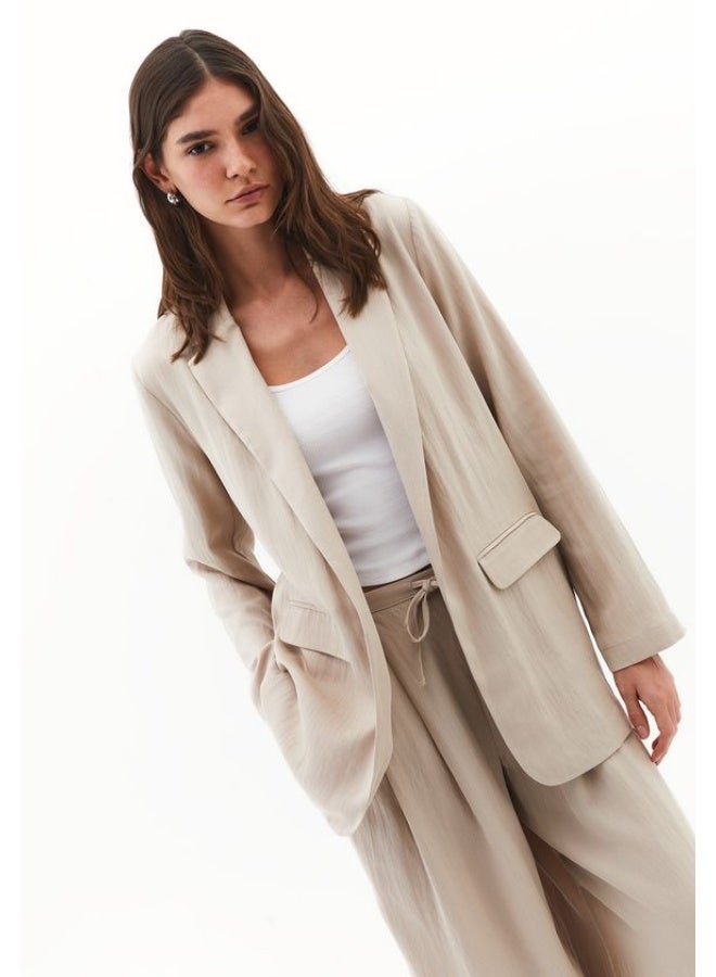 OXXO Loose Fit Blazer Jacket-Light Beige - Image 3